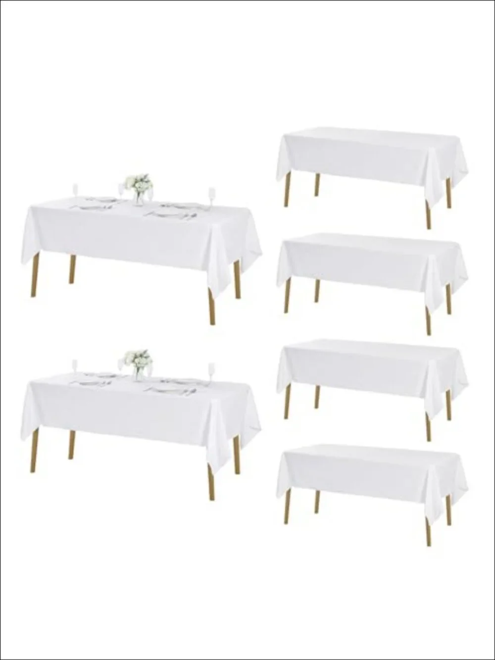 6 Pack Rectangle Polyester Tablecloth 60x102 Stain Resistant Wrinkle